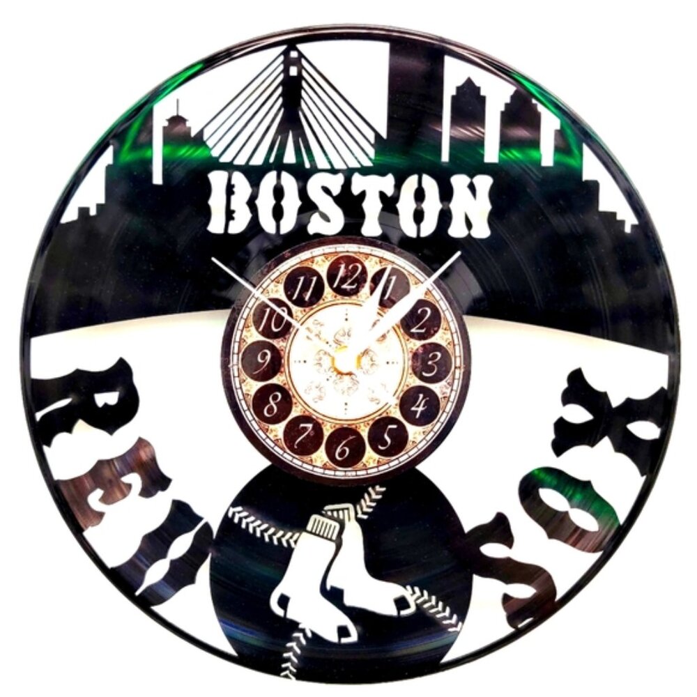 BOSTON RED SOX vinyl record clock